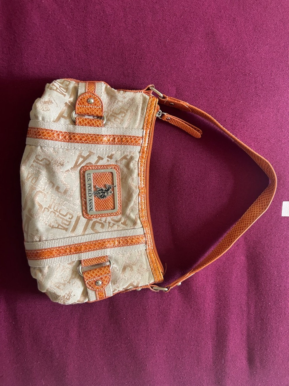 U.S. Polo Assn. Cream and Orange Shoulder Bag